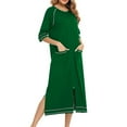 thumbnail image 5 of Women Robes Zipper Front 3/4 Sleeve Full Length Bathrobes with Pockets Soft Comfy Solid Color Side Slit Loungewear, 5 of 5