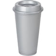 thumbnail image 1 of Vaso para café con Tapa | Vaso Cafetero de plástico de 16 Oz. | Vaso reusable tipo termo para café, té y agua | Libre de BPA | Paquete de 100 vasos color Plata, 1 of 6