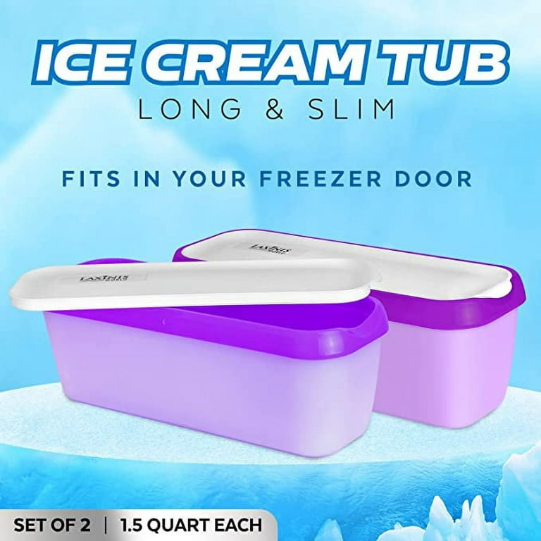  SUMO Ice Cream Containers with Lids for Homemade Ice Cream -  (Set of 2 Containers - 1 Quart Each), Reusable Ice Cream Containers for  Freezer Storage, Blue: Home & Kitchen