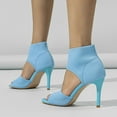 thumbnail image 2 of Mostsola Womens Sandals Sexy Peep Toe Knit Heels Dress Shoes Slip on Stiletto Summer Booties, 2 of 7