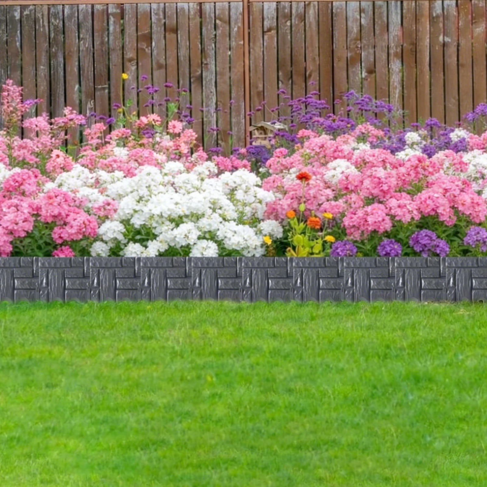 Plastic Garden Landscape Border, Tree Ring Barrier & Grass Stone Separation Fence, Interlocking Decorative Yard Edging for DIY Outdoor Landscaping, 10.24" x 8.46", AKLJWH