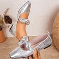 thumbnail image 2 of ShiShine Women's Mary Jane Flats Square Toe Bow Decor Slip On Comfortable Casual Work Dress Shoes, 2 of 6