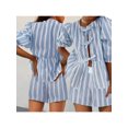 thumbnail image 4 of Michellecmm Women Shorts Set, Striped Short Sleeve Tie-up T-shirt with Elastic Waist Shorts Summer Outfit, 4 of 6