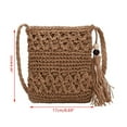 thumbnail image 2 of AOOOWER Beach Woven Straw Shoulder Bag with Tassel Boho Hollow Crochet Crossbody Handbag, 2 of 21