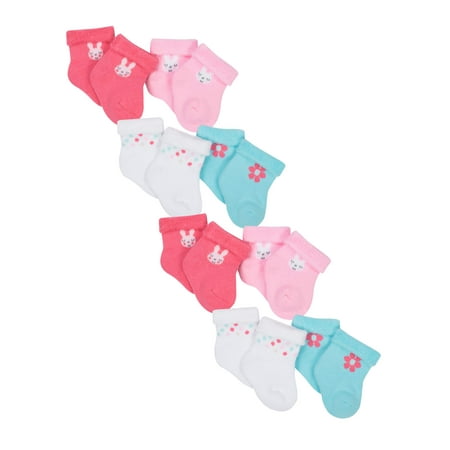 Gerber Girl - Gerber Organic Cotton Wiggle Proof Bootie Socks, 8-Pack (Baby Girls)