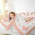 thumbnail image 4 of Erosebridal Colorful Rainbow Comforter Sets King Size,Cute Butterfly Comforter Sets King Size,Pink Flower Stars Bedding King Comforter Set For Princess,Microfiber Bedroom Decor Reversible,3pcs, 4 of 8