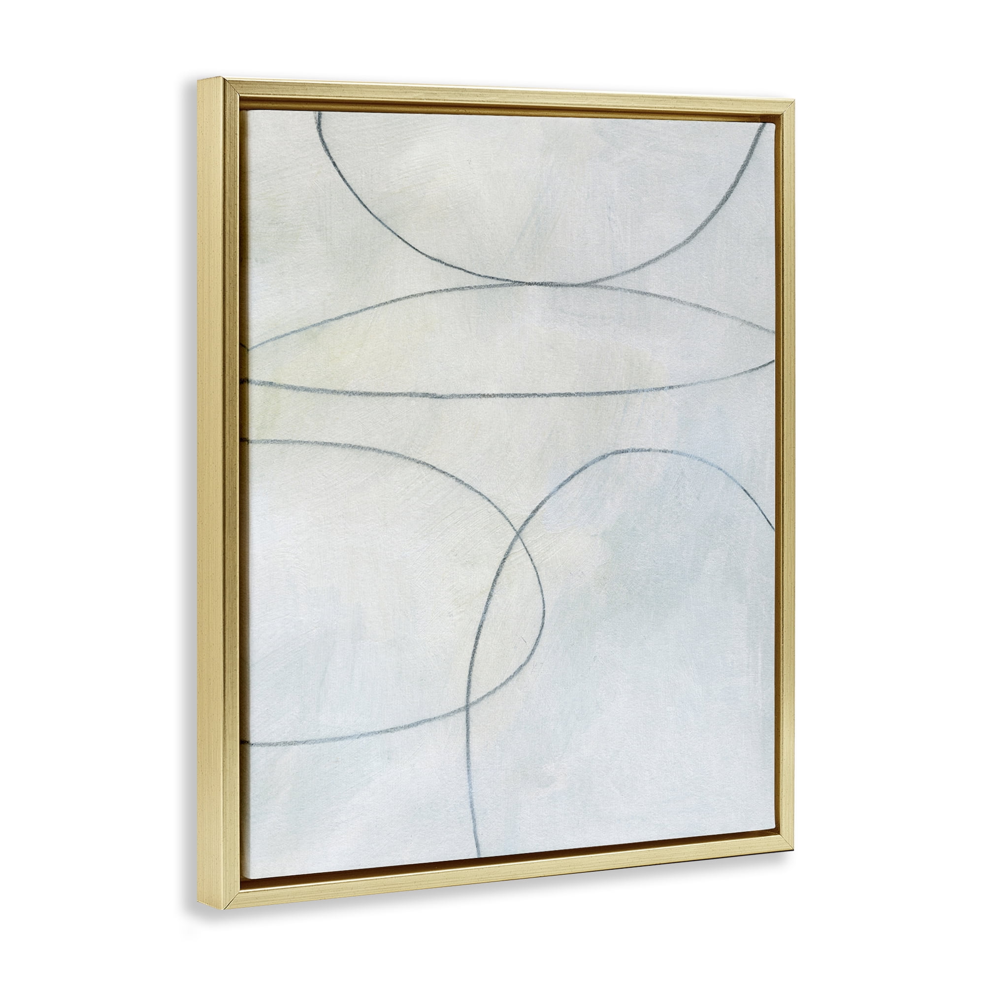 Stupell Industries Oblong Shapes Doodle Abstract Drawing Gold Floater Framed Canvas Art Print Wall Art, 17 x 21