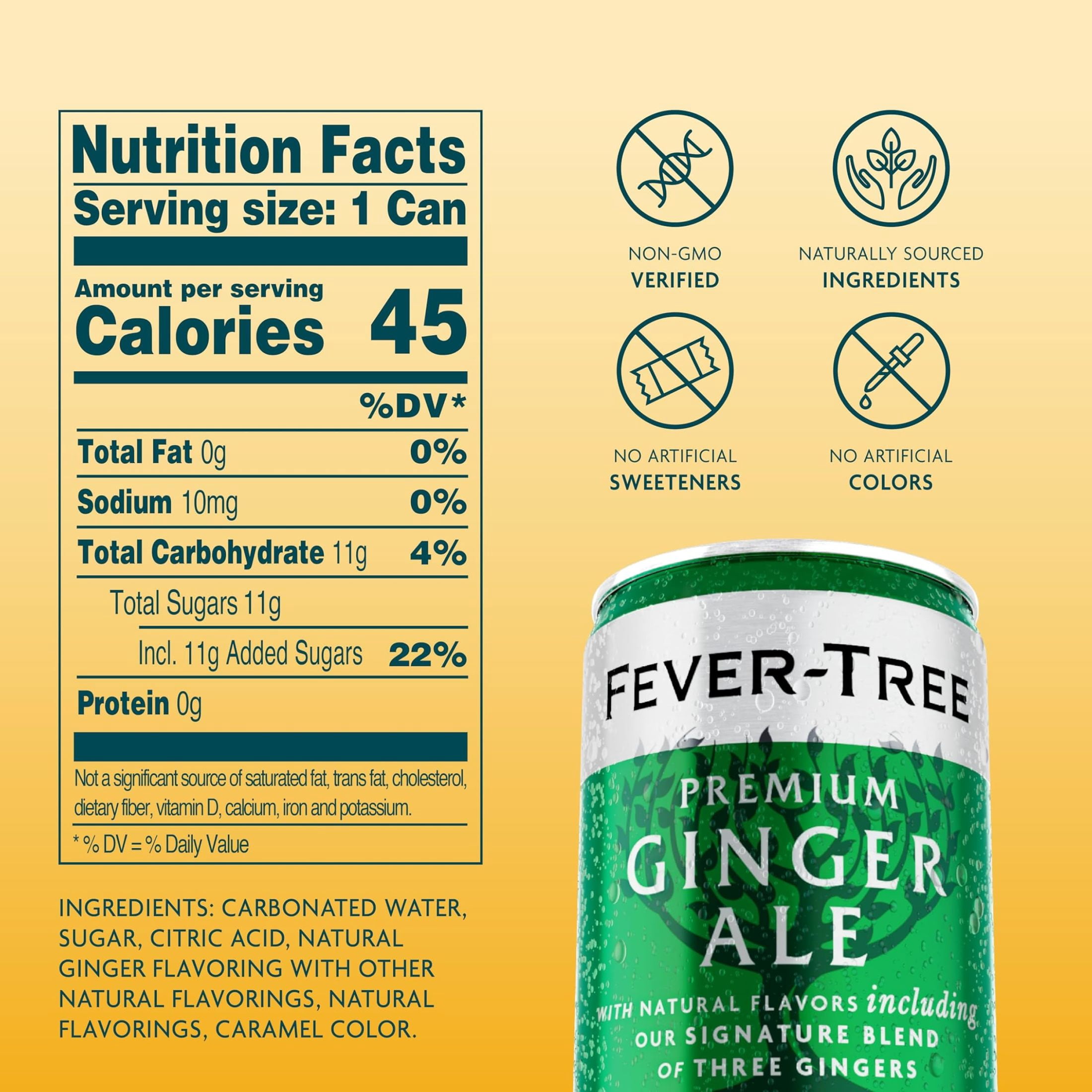 Fever-Tree Premium Ginger Ale , 8 pack, 150 ML Aluminum Cans, 0% ABV