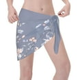 thumbnail image 3 of JUNZAN Women Chiffon Short Sarongs Cover Ups Beach Swimsuit Wrap Skirt,Watercolor Flowers Butterfly, 3 of 7