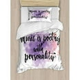 thumbnail image 3 of Music Duvet Cover Set Queen Size, Inspirational Quote about Music Hand Written Calligraphy Color Splashes Art, Decorative 3 Piece Bedding Set with 2 Pillow Shams, Violet Coral Black, by Ambesonne, 3 of 3