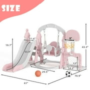 KORIMEFA 6-in-1 Kids Slide and Swing Set - Perfect for Toddlers 1-6 Years - Extra-Large Indoor and Outdoor Playground - Includes Slide, Swing, Basketball Hoop, and Climber