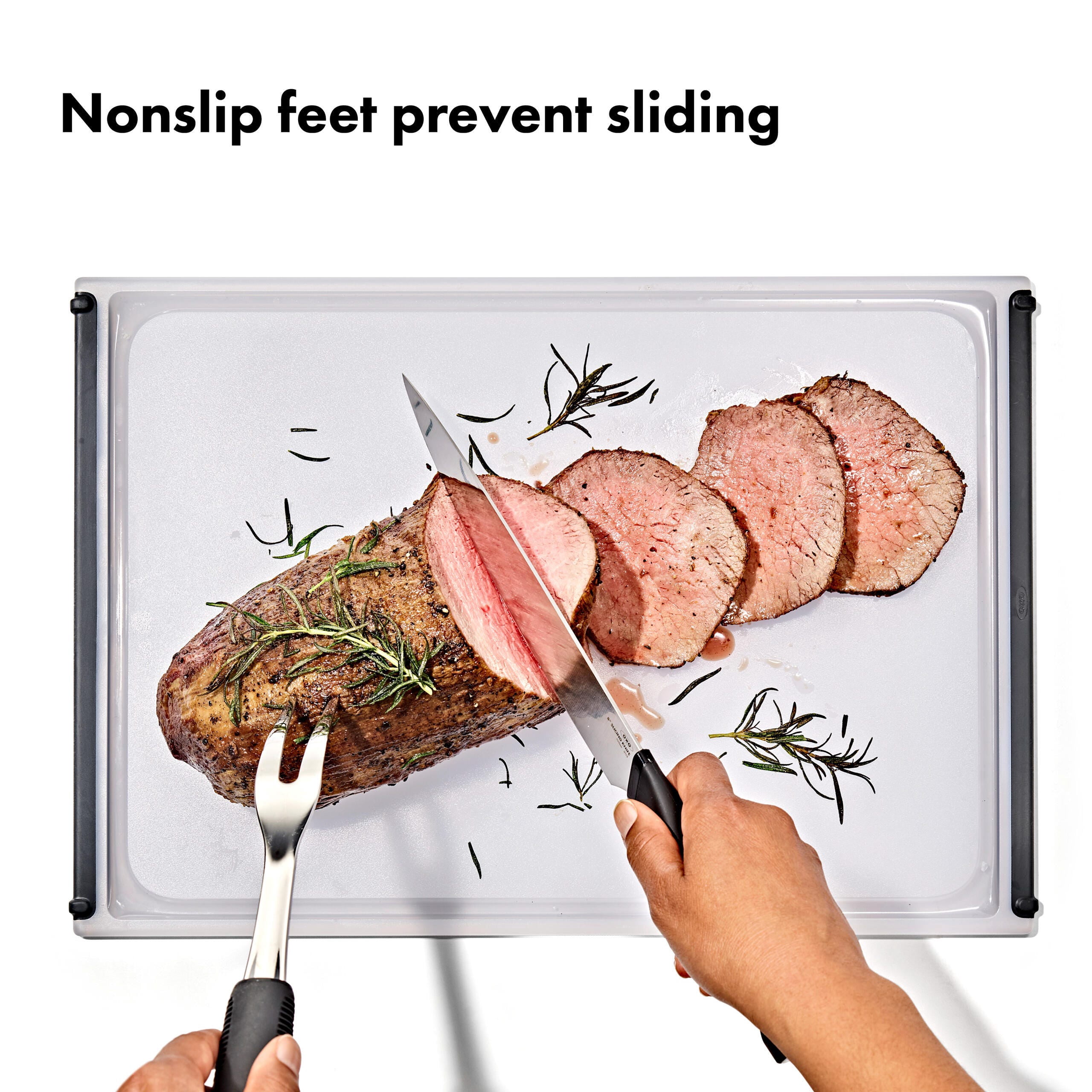 OXO Non-Slip Large Plastic Cutting Board with Juice Groove, Dishwasher Safe Kitchen Cutting Board for Meat, Vegetables & Family Meal Prep, 16.9 x 11.7 Inch