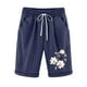thumbnail image 1 of Pantalones Cortos de Verano para las Mujeres de Cintura Alta Estampado Elástico Cordón de Cintura, Casual Bolsillos Pantalones de Pijama, 1 of 2