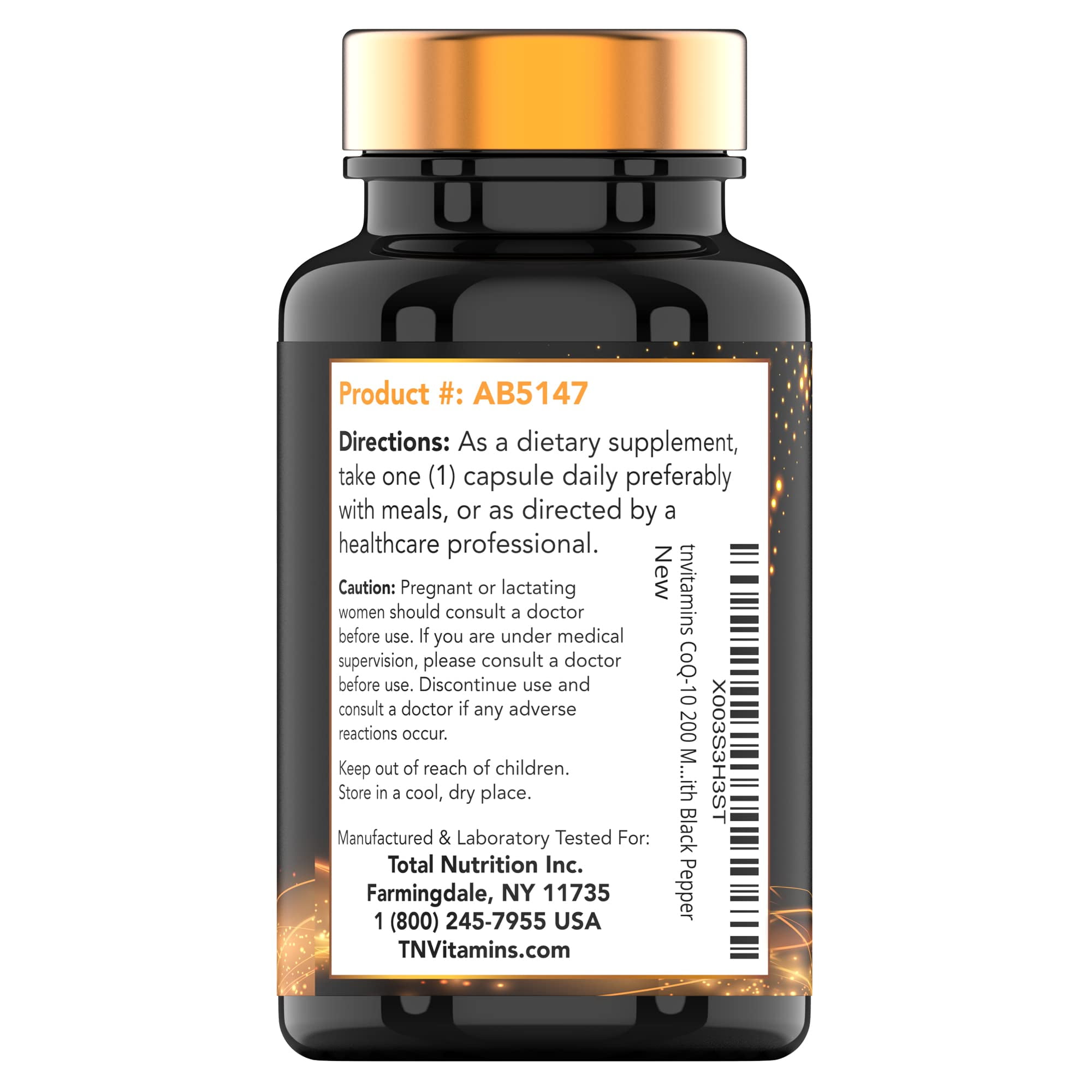 TNVitamins Ultra Potent CoQ-10 (Coenzyme Q-10) 200mg - 150 Capsules with Black Pepper Extract | Potent Antioxidant