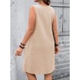 thumbnail image 4 of Women's Tea Length Round Neck Waist Sundresses Sleeveless Dress for Summer Khaki S, 4 of 5