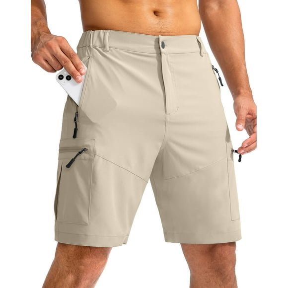 Pantalones cortos cargo de senderismo Pudolla para hombre, color caqui, ligeros