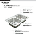 thumbnail image 2 of Houzer Glowtone 33 in Stainless Steel Topmount 3-hole 50/50 Double Bowl 9 in Deep Kitchen Sink - 3322-9BS3-1, 2 of 5