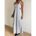 thumbnail image 6 of Light Grey Solid Asymmetric Neck Sleeveless Maxi Dress With Built-In Bra, 6 of 8