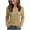 Khaki, variant on Women's Solid Waffle Weave Long Sleeve Shirts, Crew Neck Breathable Casual Pullover Tops for Weekend Outing S-XXL