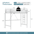 thumbnail image 5 of Ktaxon Loft Bed Twin Size with Flat Rungs for Adults, Kids and Young Teens, No Box Spring Required,Heavy Duty Metal Slat Support,Gray, 5 of 7