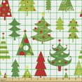 thumbnail image 2 of Ambesonne Christmas Fabric by the Yard Upholstery, Retro Style Pine Trees, 1 Yard, Lime Green and Dark Coral, 2 of 5