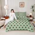 thumbnail image 4 of Homewish Green Brown Geometric Circle Boy Girl Bedding Comforter Set 2pcs,Polka Dots Twin Comforter Sets Microfiber,Vintage Aesthetic Breathable Bedding Set,Luxury Bedroom Decor,Reversible, 4 of 8