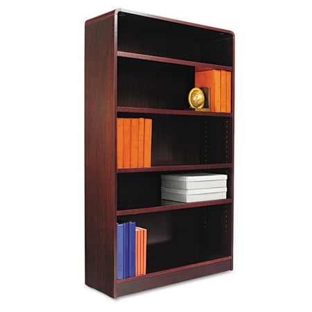 UPC 042167100117 product image for Alera Radius Corner Wood Veneer Bookcase, Five-Shelf, 35-5/8 x 11-3/4 x 60, Maho | upcitemdb.com