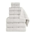 thumbnail image 3 of Superior Zero Twist 9-Piece Cotton Towel Set, Waffle Border Ultra Doft Quick Dry Towels, Stone, 3 of 13