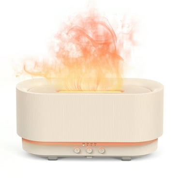 Sejoy Essential Oil Diffuser for Home Bedroom, 300ml Cool Mist Humidifier with Flame Light, 6 Colors Changed, Ivory White