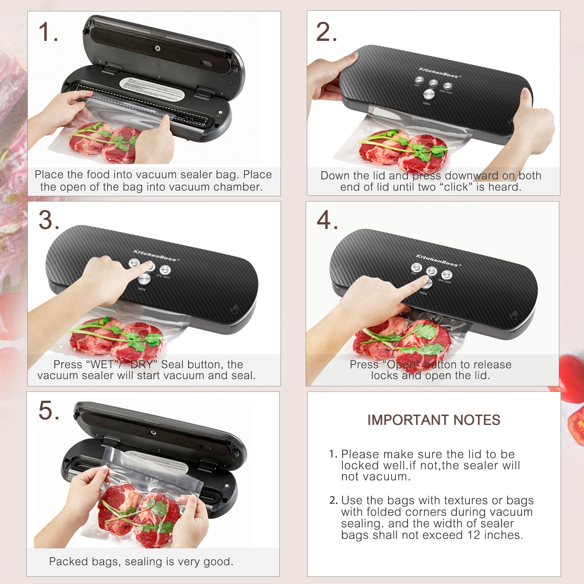 KitchenBoss Packaging machines, Automatic Compact Food Packaging Machine, Vacuum Sealer Machine