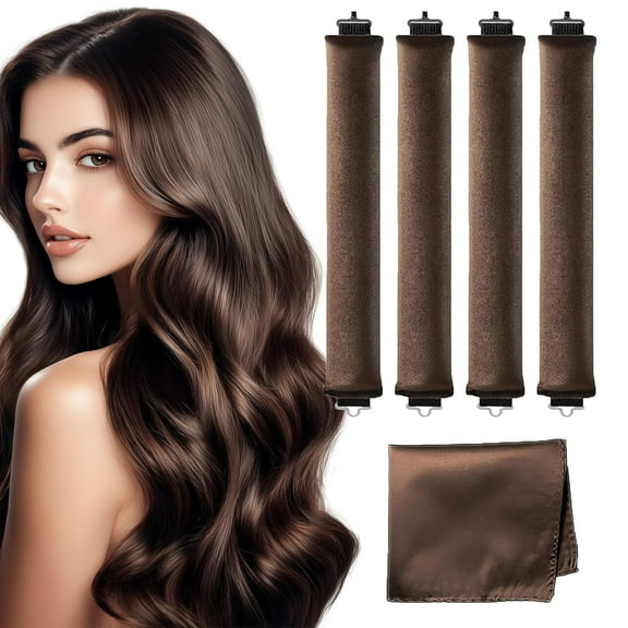 4PCS Heatless Curlers Heatless Blowout Rods Curling Rod, Heatless Curls with Satin Scarf Hairs Curlers Women DIY Hair Styling