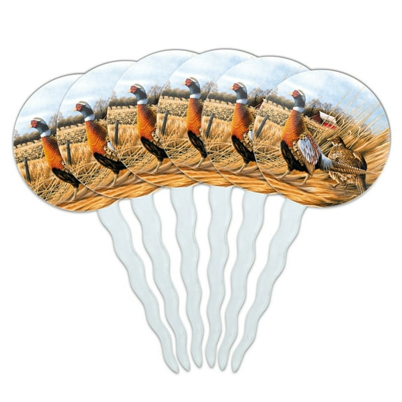Pheasants on the Farm Cupcake Picks Toppers Decoration Set of 6