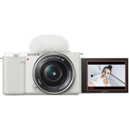 UPC: 0027242922136 | Sony ILCZVE10LW Alpha ZV-E10 – APS-C Interchangeable Lens Mirrorless Vlog Camera Kit – White