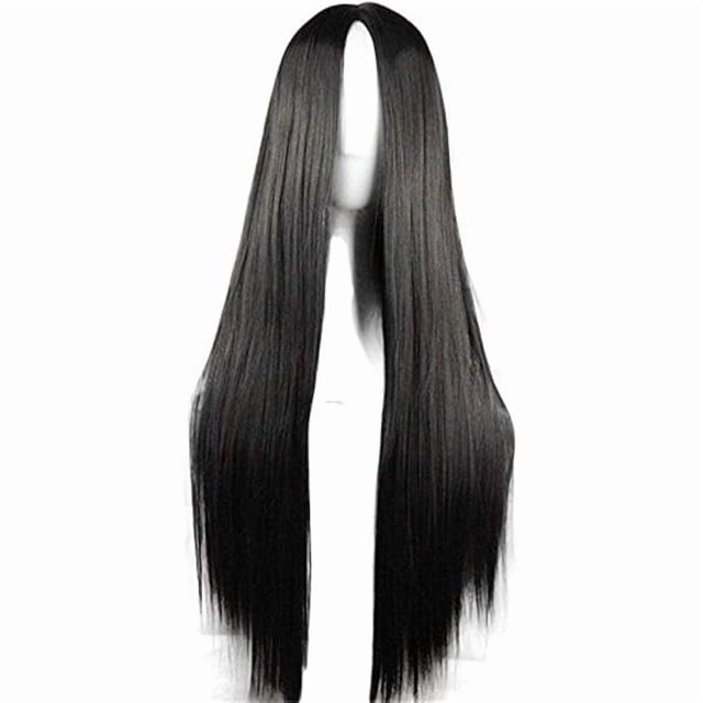 wonima44 Sharebeauty 29.5" Womens Long Straight Synthetic Black Wig Anime Cosplay Halloween Costume Party Wig 75cm