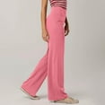 thumbnail image 5 of Women's Wide Leg Pants - Ultra Soft Casual Fashion Solid Color Long Pants with Pockets Pink L, 5 of 7