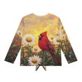 thumbnail image 6 of DISNIMO Cardinal Daisy Print Girls Long Sleeve Shirts Lace-up Crew Neck Tops Kids Casual Tee Soft Pullover Tops Loose Fit Tunic Blouses, 6 of 8