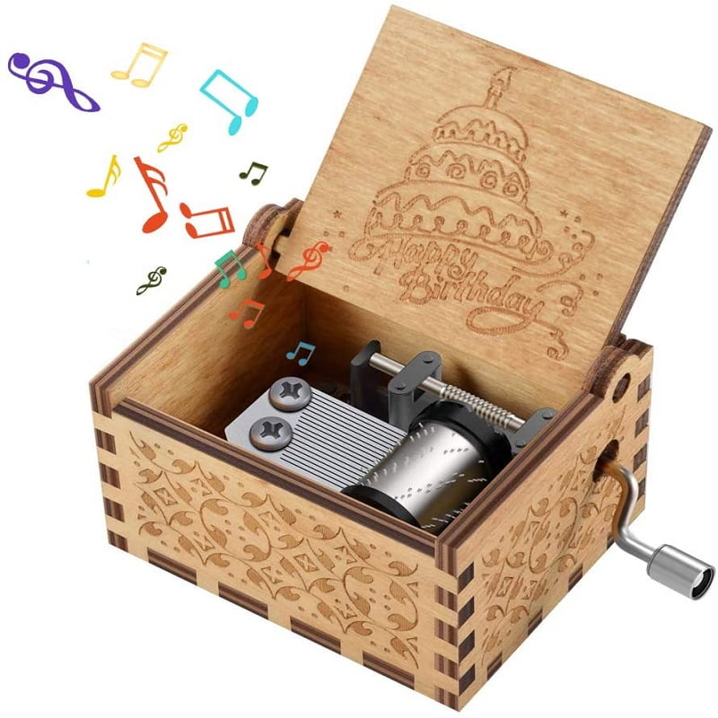 Wooden Hand-Crank Music Box Musical Box Orgel 