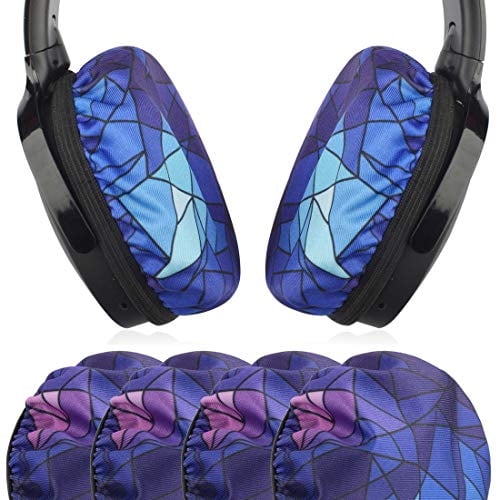 Geekria 2 pares de fundas de almohadillas de tela flexible / protectores de auriculares sanitarios estirables y lavables. Se adapta a almohadillas de auriculares sobre la oreja de 3 -4, ajuste QC35,