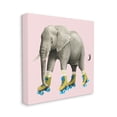 thumbnail image 3 of Stupell Industries Quirky Elephant Roller Skating Retro Pink Background Graphic Art Gallery-Wrapped Canvas Print Wall Art, 17x17, by Grace Popp, 3 of 5