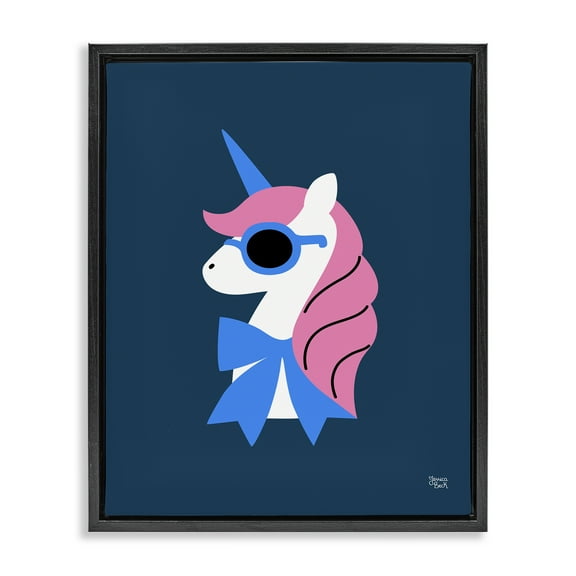 Stupell Industries Stylish Unicorn in Sunglasses Fantasy & Sci-Fi Painting Black Floater Framed Canvas Art Print Wall Art, 17 x 21