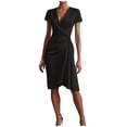 thumbnail image 2 of ClodeEU Women's V Neck Ruched Wrap Dress,Short Sleeve Bodycon Casual Party Dress Black,Women's Plus L, 2 of 5