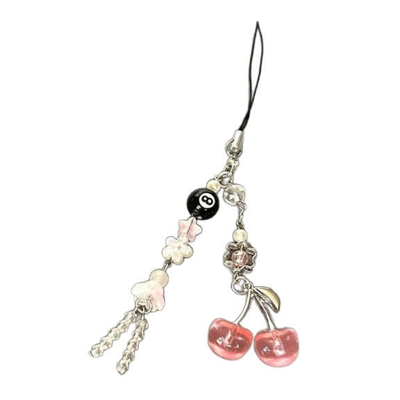 WINDLAND Fashionable Alloy Phone Charm Cherry Jellyfish Beaded Ornament Keychain Jewelry