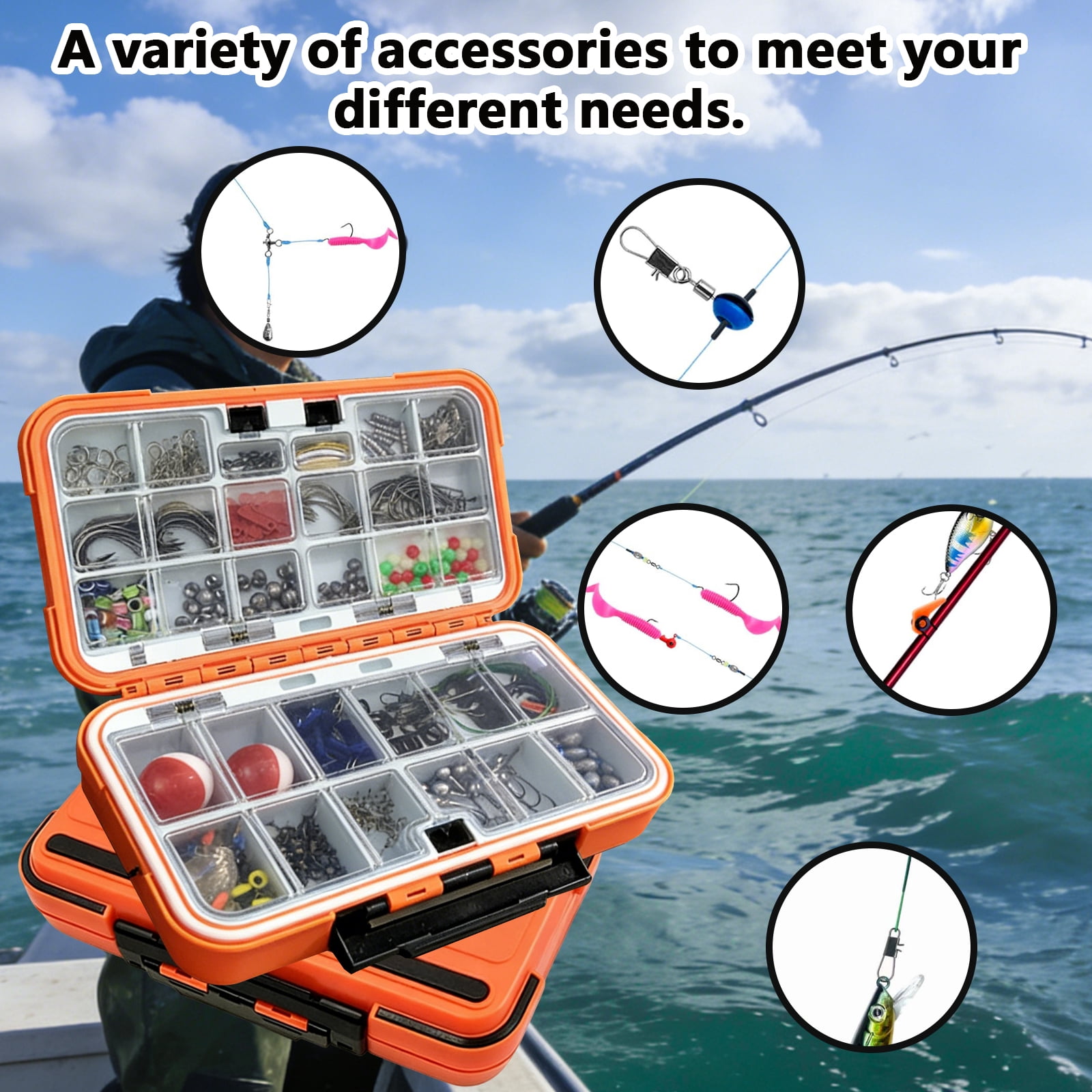 Arcticwind Fishing Accessories Kit,319PCS Fishing Tackle Box with Hooks with Fishing Hooks,Swivels,Beads,Heart Shaped Plastic Sheet for Saltwater & Freshwater Fishing