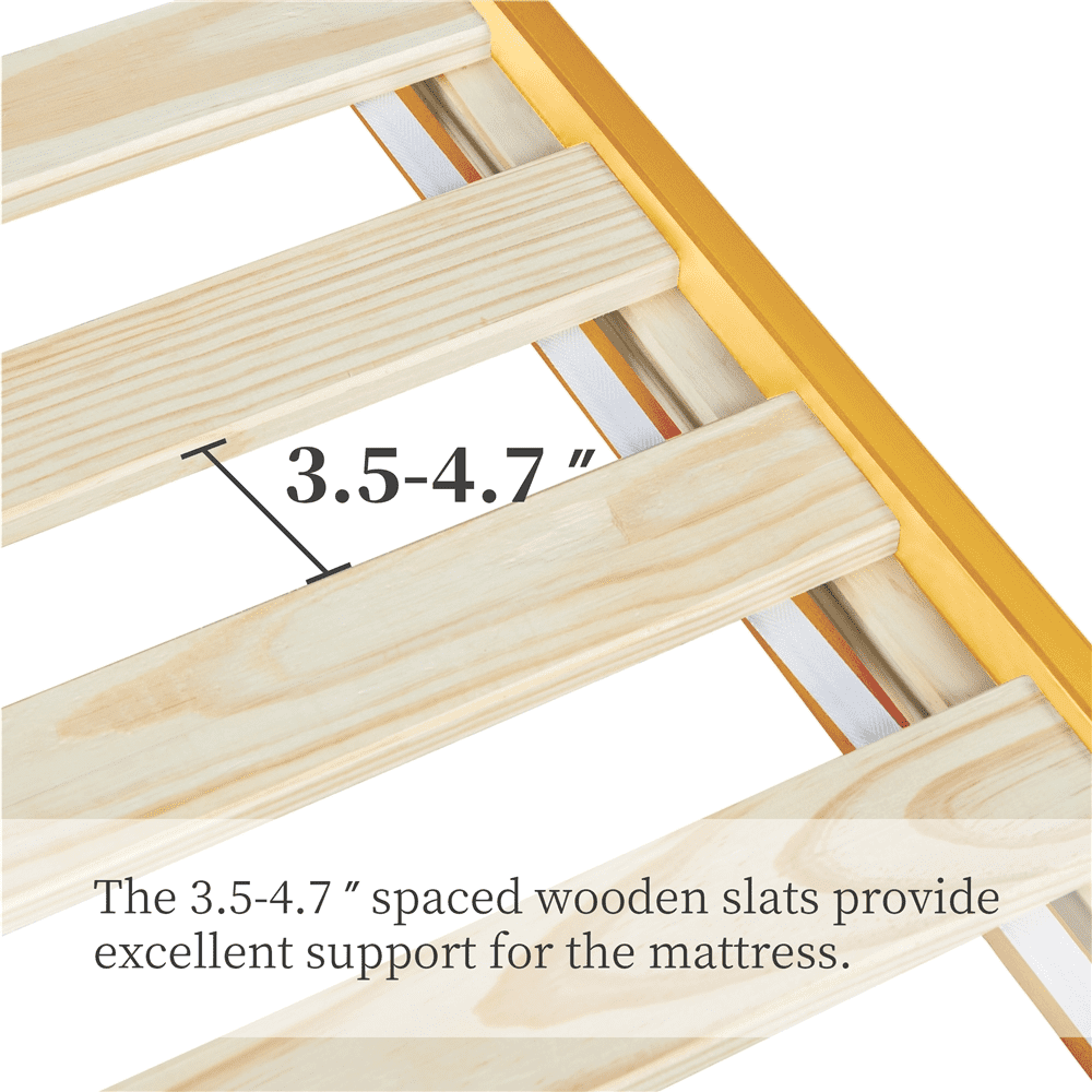 Renwick Queen Size Wooden Platform Bed Frame with Sturdy Slat Support for Adults, Natural Wood