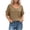 Khaki, variant on Womens Gauze Tops Summer Casual Short Sleeve V Neck Cotton Linen Blouse Solid Color Textured Tunic Tees