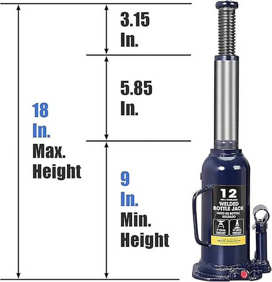 BIG RED 12 Ton (24,000 LBs) Torin Welded Hydraulic Car Bottle Jack for Auto Repair and House Lift, Blue, AT91203UR
