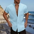 thumbnail image 2 of LIUJUNSHOP Men's Summer Casual Beach Shirt Refreshing Short Sleeve Fashion Top Lightweight Comfortable Breathable Outdoor Wear Sky Blue XXXL, 2 of 5