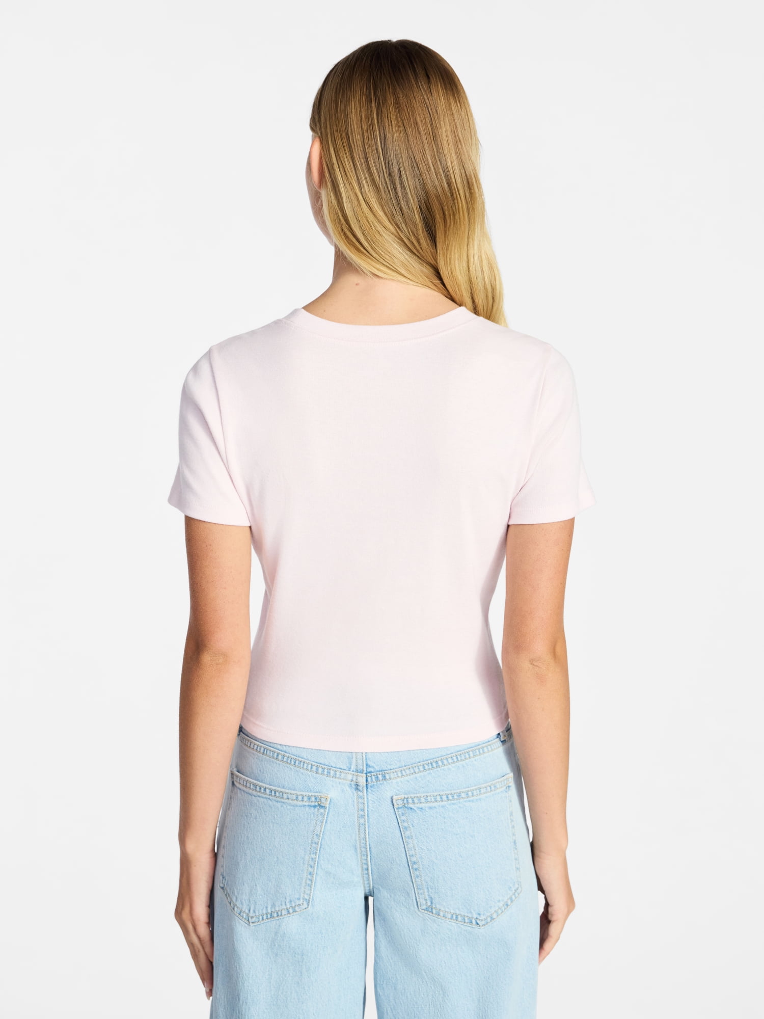 No Boundaries Cotton Crewneck Cropped Tee, Women's XXS-XXL