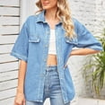 thumbnail image 2 of Birdeem Veste en Denim pour Femmes, Mode, Col à Revers Coloré, Manches Amincissantes, 2 of 12