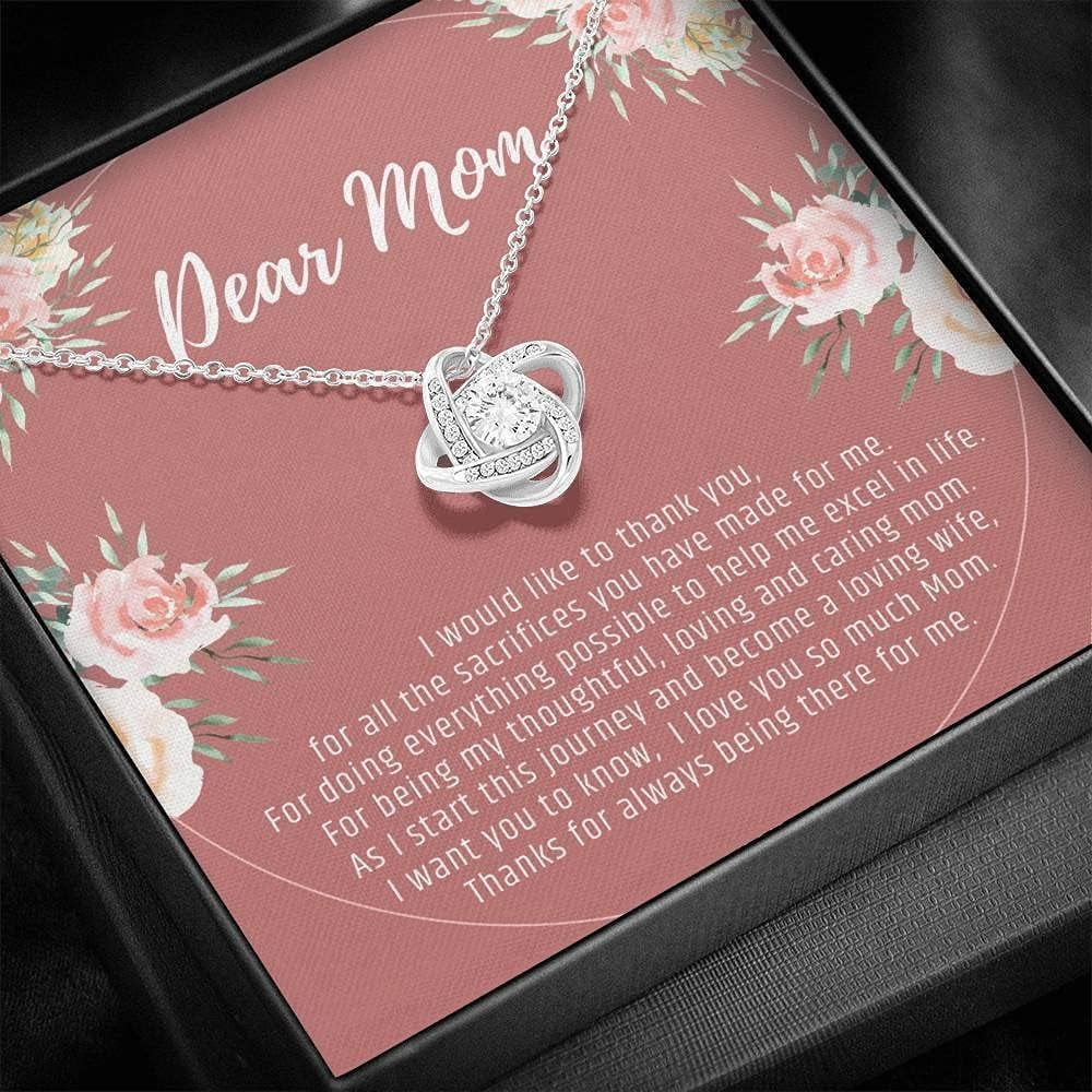 Love Knot Necklace, Mother Of The Bride Gift From Daughter Mother Of Bride Necklace From Bride Gift Mom Of Bride Present To Mom From Brider, Anniversary Gift, Necklace Jewelry With Message Card & Box